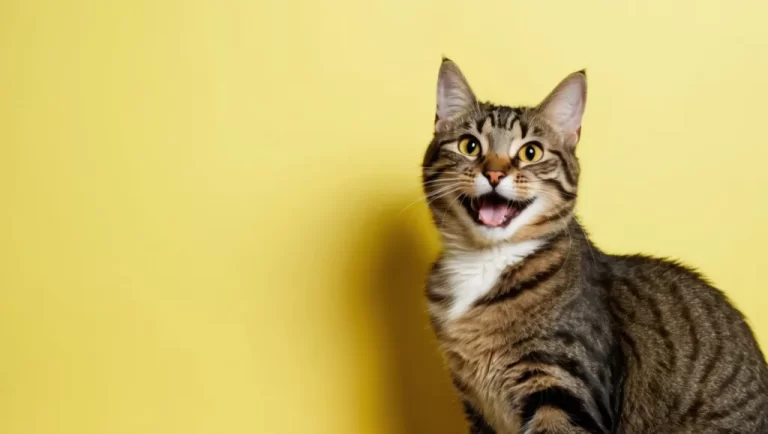 cuidados para gato en fondo amarillo-cat care