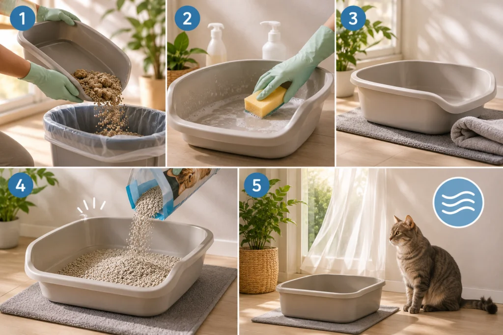 Protocolo de desinfección profunda arenero gatos