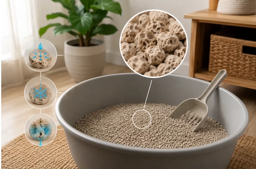 Arena absorbente absorbent cat litter