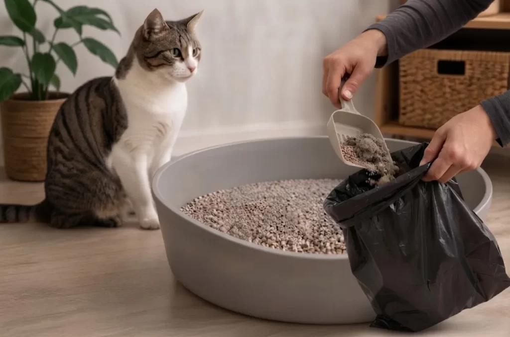 limpieza de caja de arena - Arena absorbente absorbent cat litter